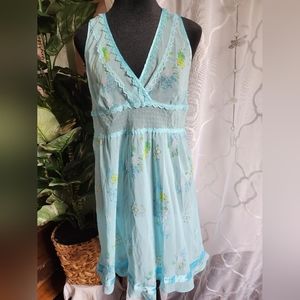 Victoria Secret Size Large Sheer Blue Floral Chemise